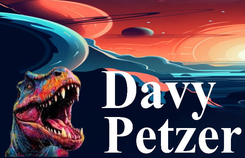 a dinosaur with its mouth open and a planet in the background